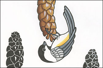 Chickadee's Delight by Kim Russell | Chickadee Pair | Bird Art | Birds in Art