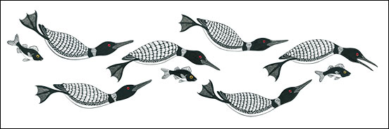 Swimming with the FIshes by Kim Russell | Common Loon | Bird Art | Birds In Art